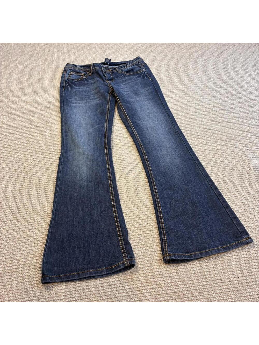 Earl Jean super low rise jeans with big flares and embroidery size 3 29 waist